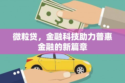 张湾微粒贷，金融科技助力普惠金融的新篇章