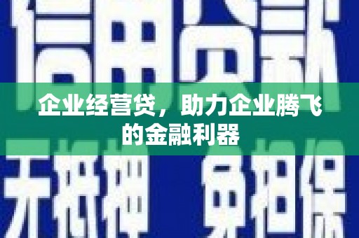 张湾企业经营贷，助力企业腾飞的金融利器