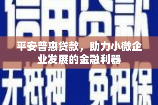 张湾平安普惠贷款，助力小微企业发展的金融利器