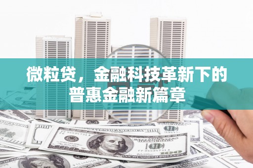 张湾微粒贷，金融科技革新下的普惠金融新篇章