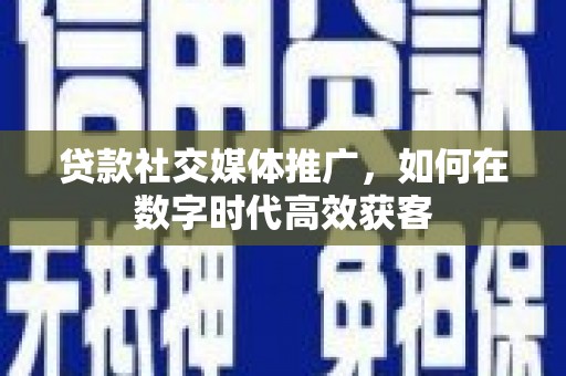 张湾贷款社交媒体推广，如何在数字时代高效获客