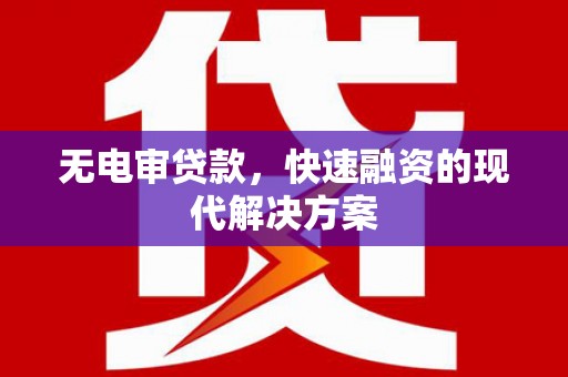 张湾无电审贷款，快速融资的现代解决方案