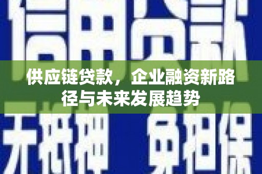 张湾供应链贷款，企业融资新路径与未来发展趋势