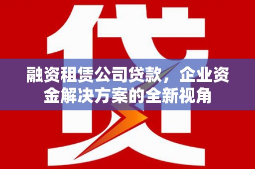 张湾融资租赁公司贷款，企业资金解决方案的全新视角