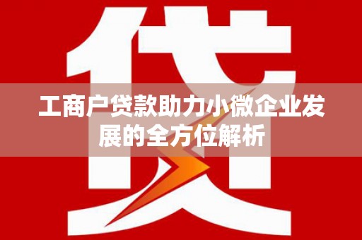 张湾工商户贷款助力小微企业发展的全方位解析
