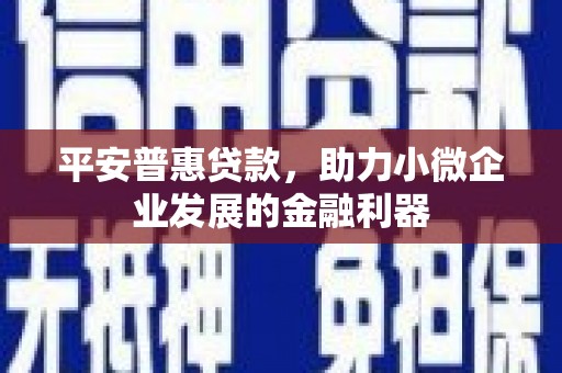 张湾平安普惠贷款，助力小微企业发展的金融利器