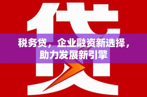 张湾税务贷，企业融资新选择，助力发展新引擎