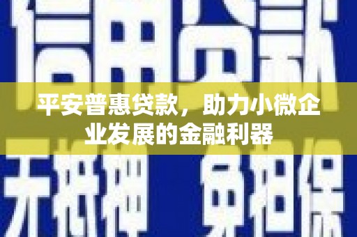 张湾平安普惠贷款，助力小微企业发展的金融利器