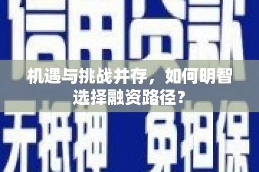 张湾机遇与挑战并存，如何明智选择融资路径？