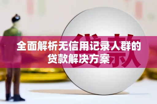 张湾全面解析无信用记录人群的贷款解决方案
